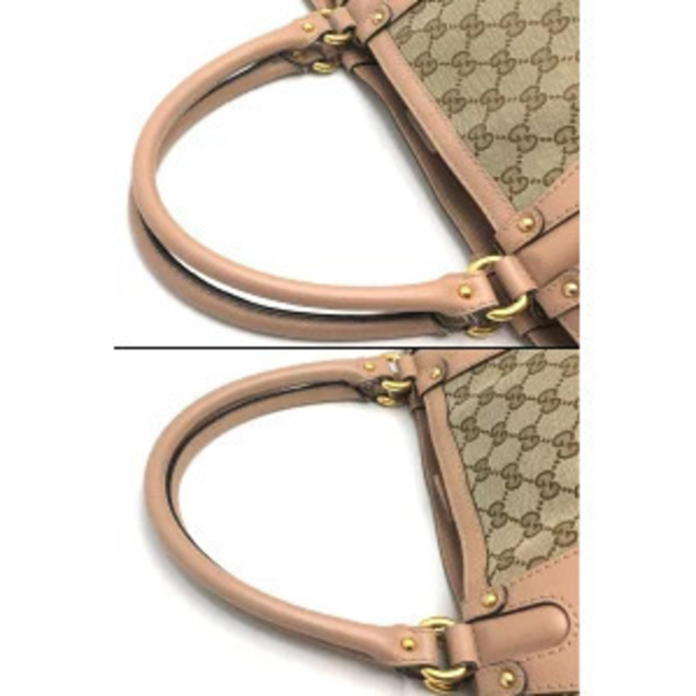 GUCCI GG Canvas Tote Bag Beige Pink Handbag - Picture 5 of 13